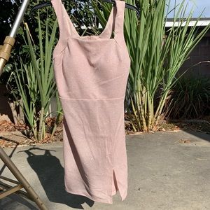 Sparkly blush pink straight neck dance dress